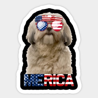 Merica Shih Tzu Dog American Flag 4Th Of July Sticker